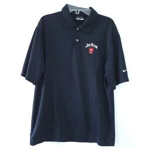 Nike Golf Jim Beam Logo Polo Shirt Men Size Small Black Short Sleeve Athleisure